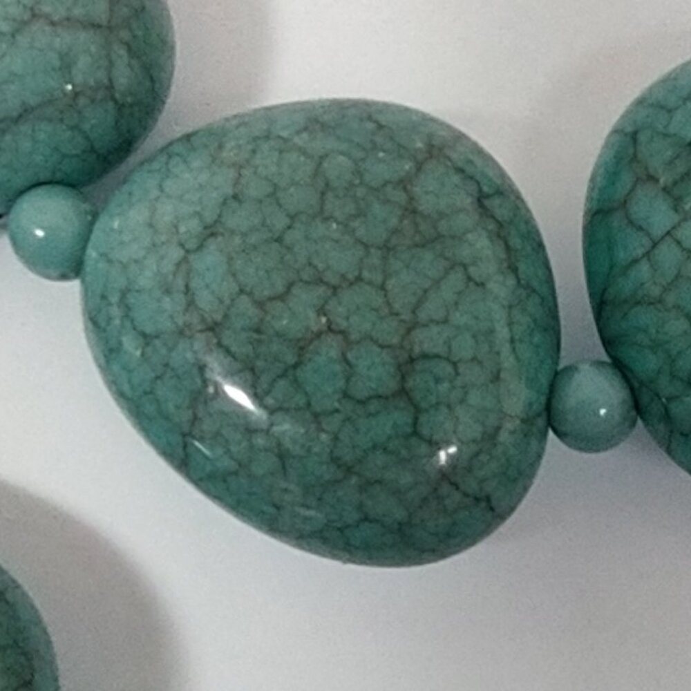 Faux Stone Turquoise Two-Strand Adjustable Chunky Statement Necklace - Picture 6 of 6